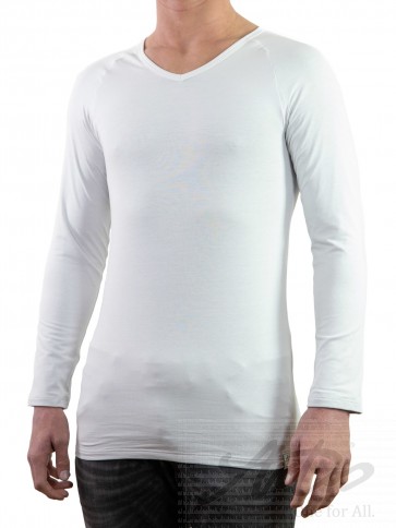 Long Sleeve Shirt-Silver V-neck