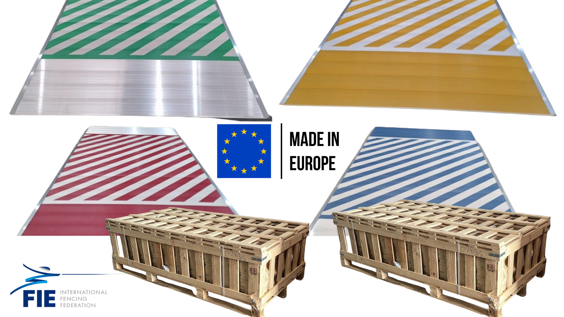 A55ALLFIECOLOR FIE aluminium fencing piste in segments 18 m x 2 m - Image 1